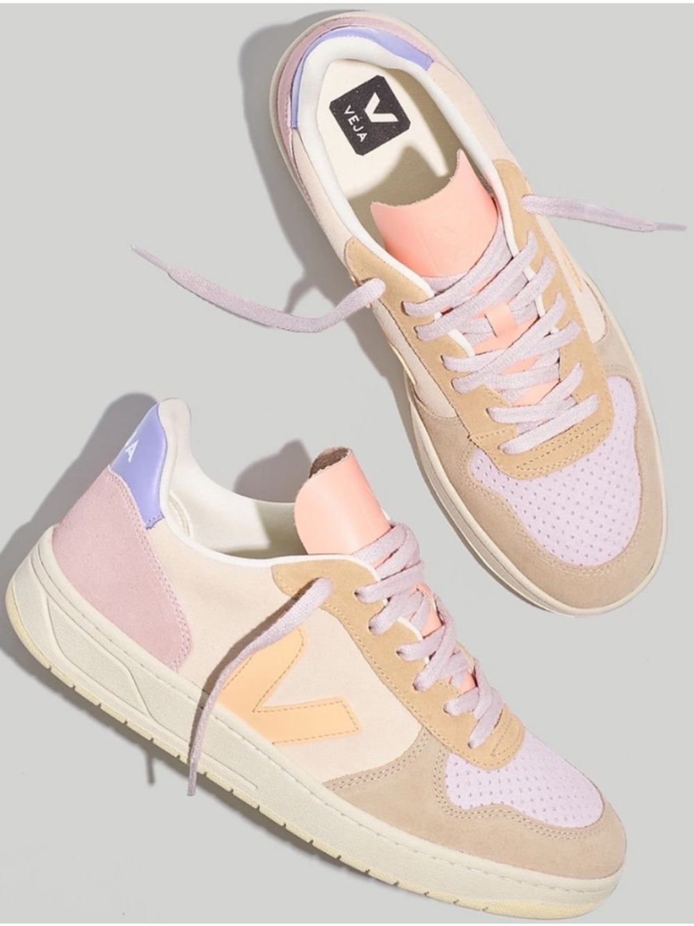 VEJA V-10 Low-Top Suede Multico Peach Sneakers Size 7 EUC